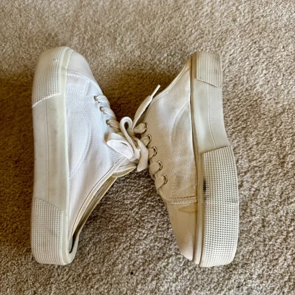 No Boundaries White Canvass Lace UP Chunky Platform Mule 90"s y2k Shoe sz 7 M - Picture 2 of 8